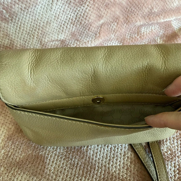 Michael Kors Bedford Double Gusset Large Crossbody Bag,  Soft Pink Tan & Gold - Picture 8 of 12